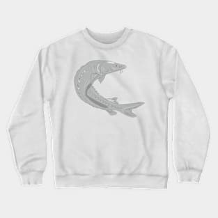 Lake Sturgeon Swimming Up Drawing Crewneck Sweatshirt